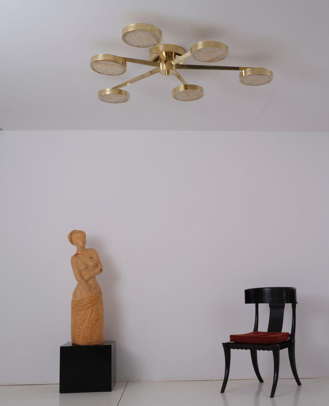 Costellazione Lustre affleurant en laiton Onyx 6 bras Silvio Piattelli Design en vente 3