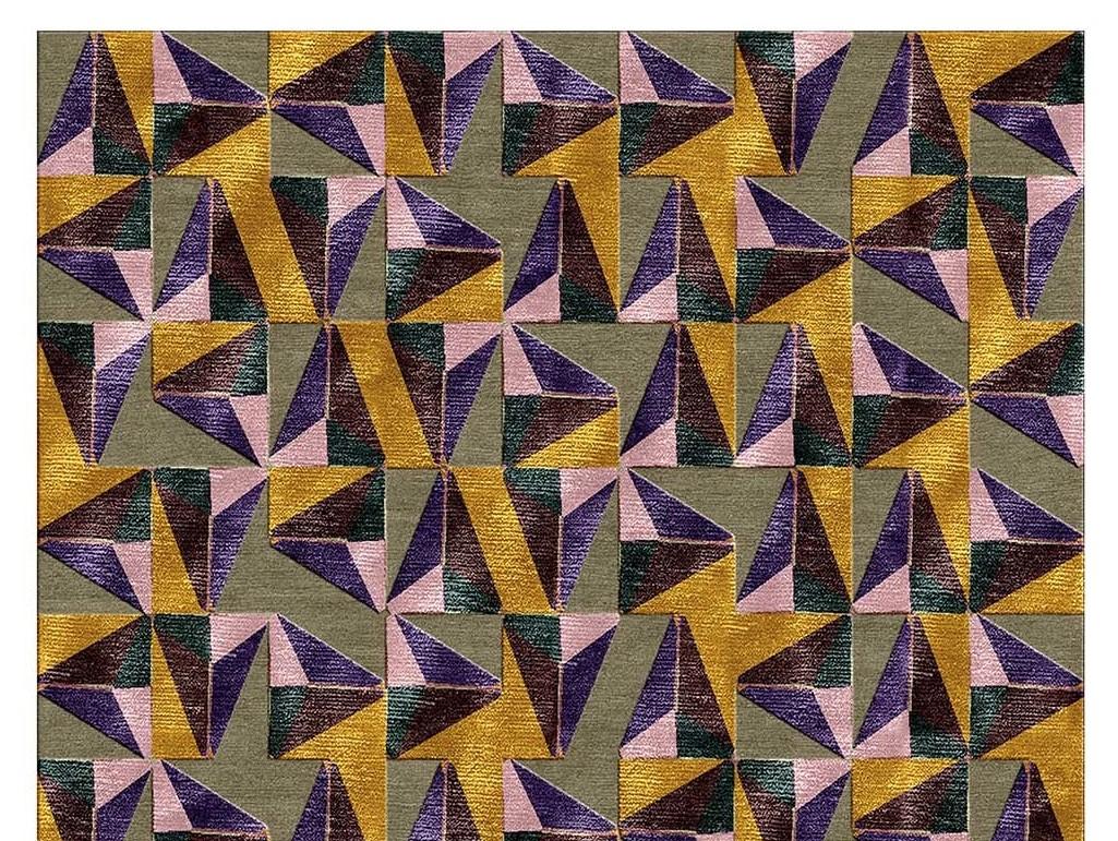 Conçu par Dimorestudio, cet élégant tapis fait partie de la collection Limited Edition d'Illulian et présente une série de formes triangulaires dans une combinaison de couleurs sophistiquée. Noué à la main au Népal, ce tapis présente une combinaison