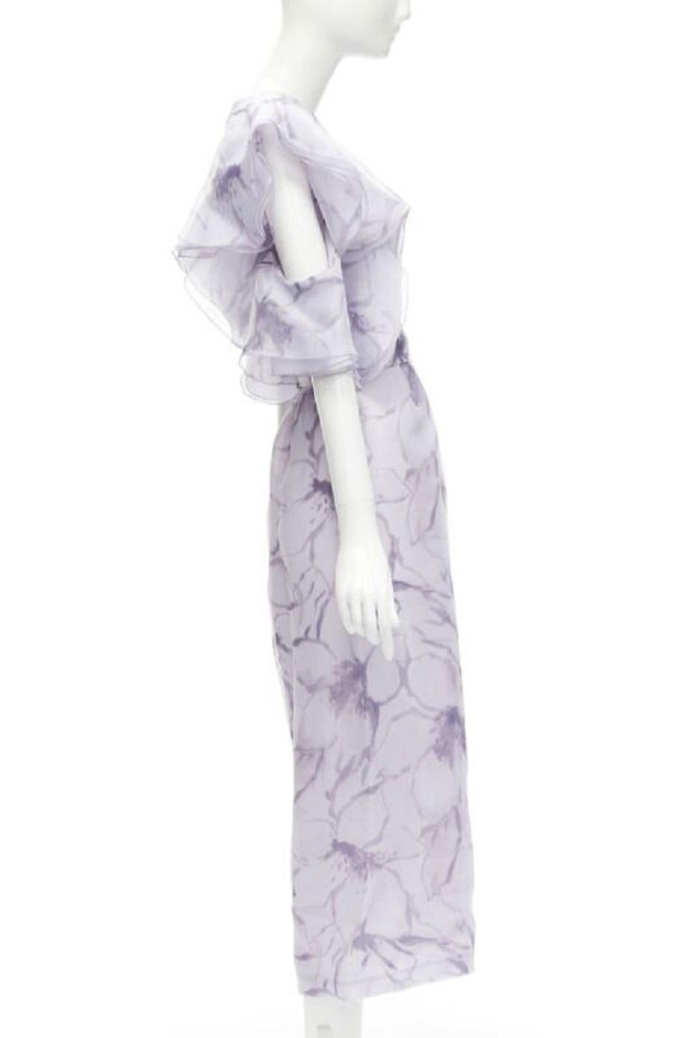 COSTERELLOS tuta con cintura con maniche a farfalla a fiori viola FR34 XS In condizioni ottime in vendita a Hong Kong, NT