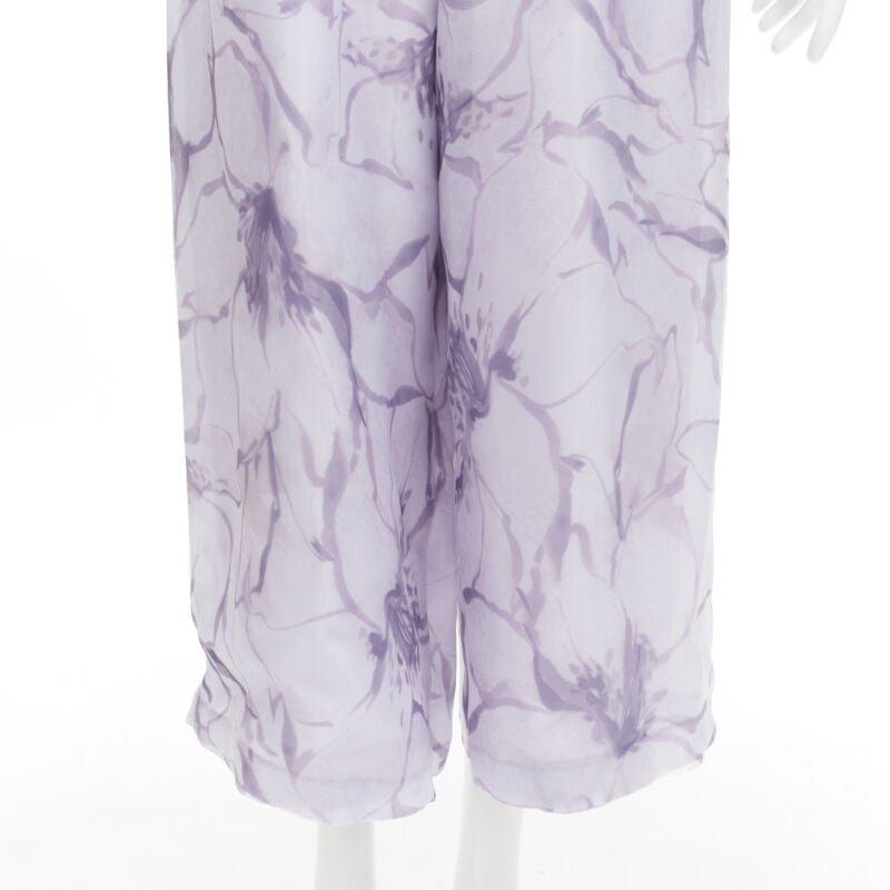 COSTERELLOS tuta con cintura con maniche a farfalla a fiori viola FR34 XS in vendita 3