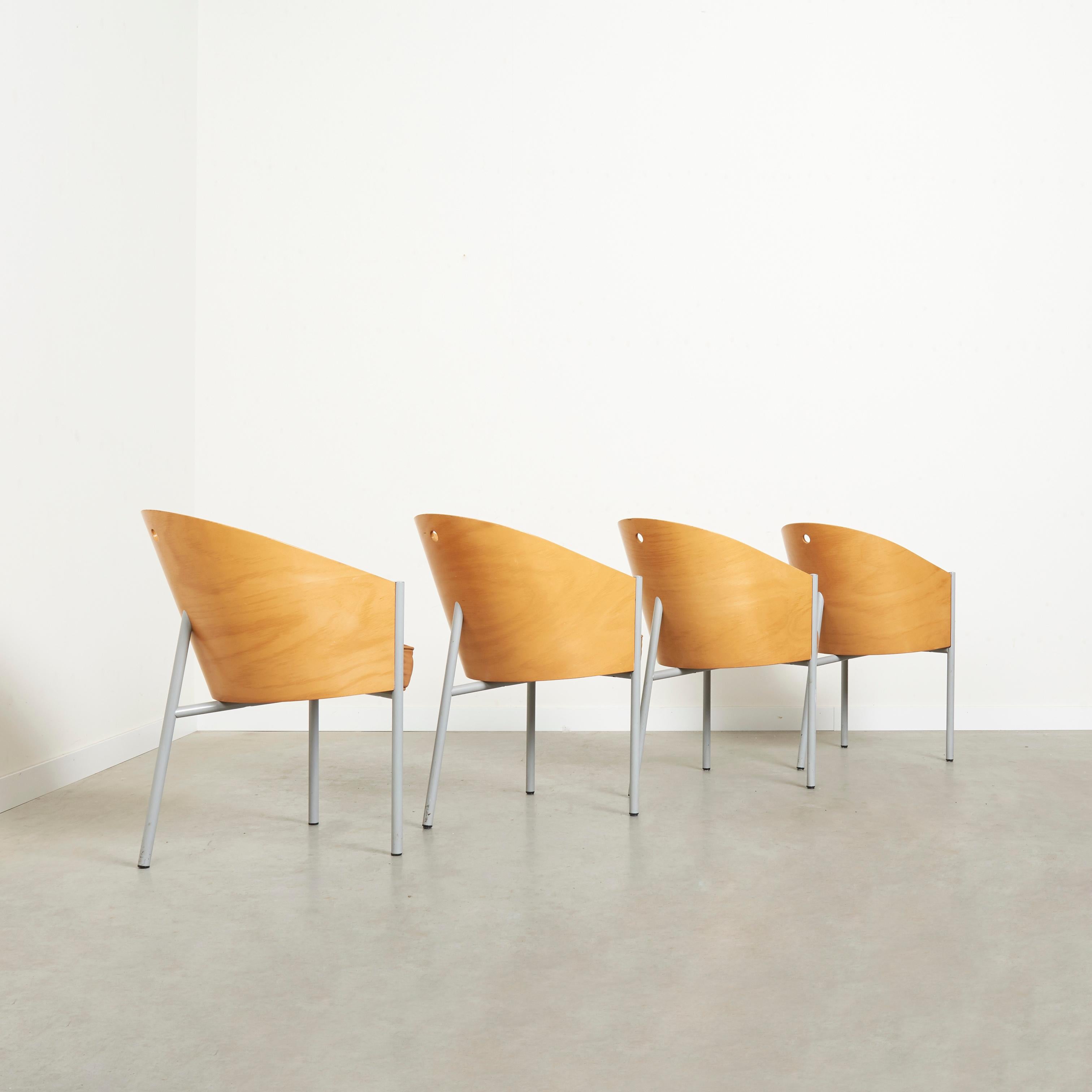 Steel Costes chairs by Philip Starck, Driade 1980s For Sale