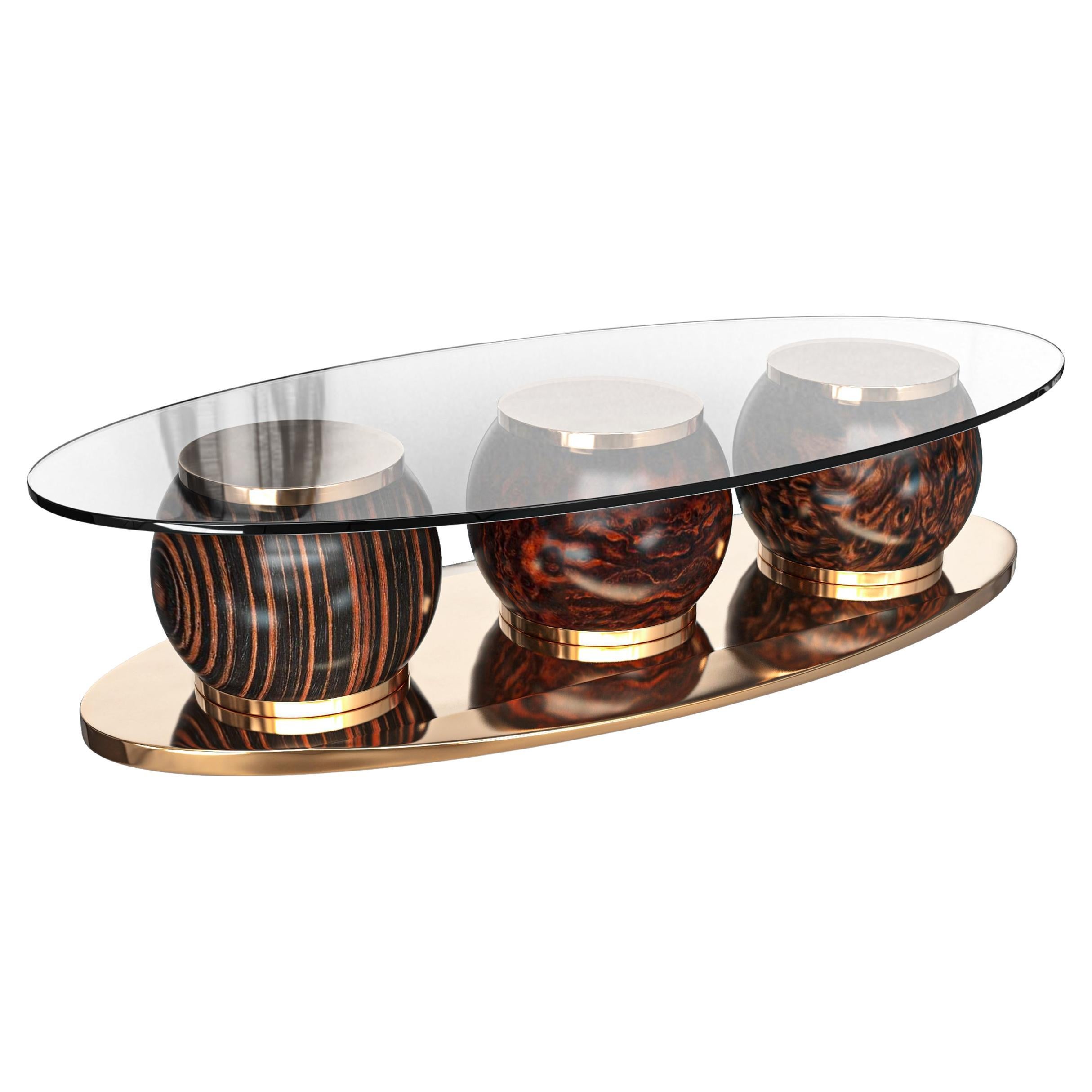 "Costiera" Coffee Table with Bronze, Handmade, Istanbul