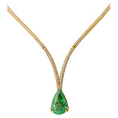 "Costis" Eagle Claw Necklace with 11.91 Carats Green Tourmaline and Diamonds