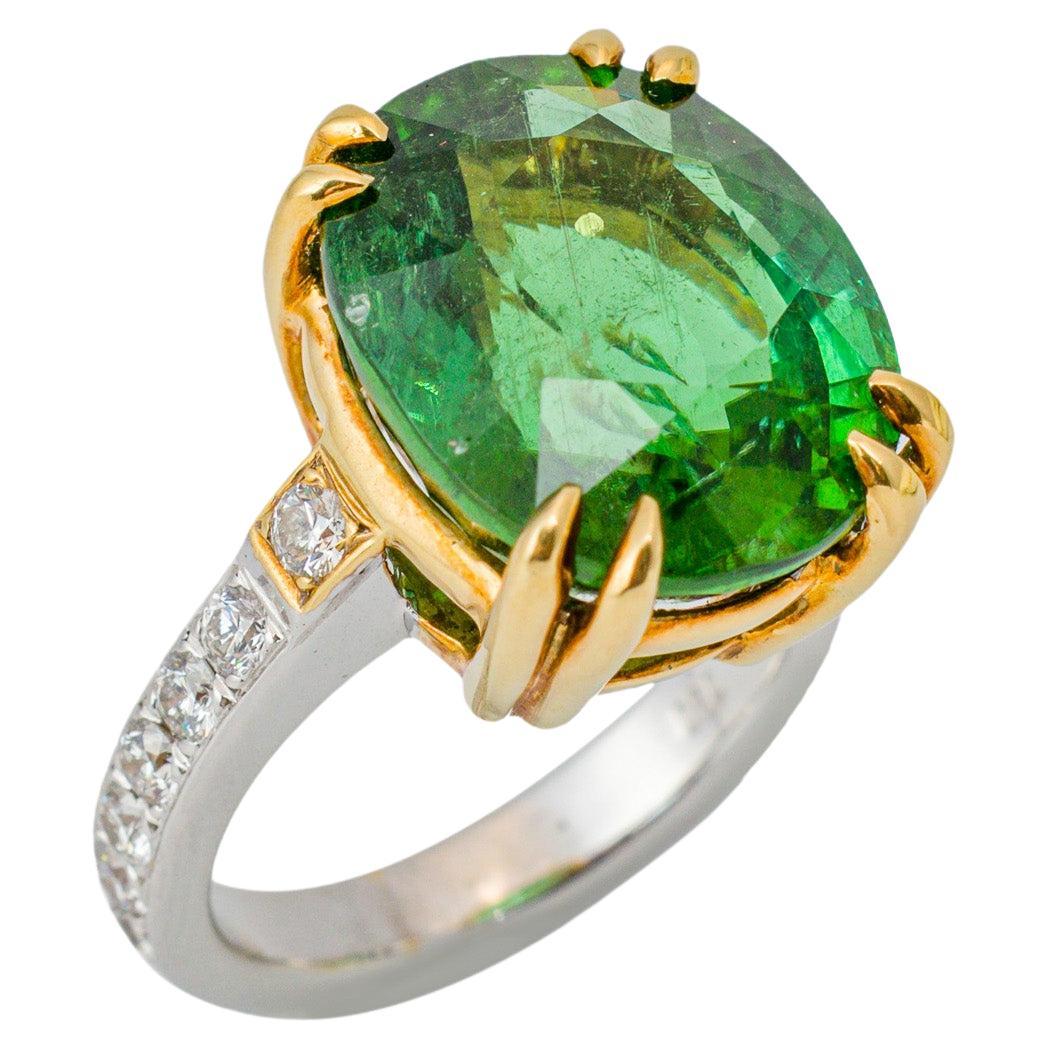 "Costis" Eagle Claw Ring with 17.14 Carats Green Tourmaline and Diamonds For Sale