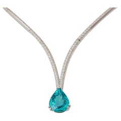 Collana a quattro griffe "Costis", tormalina africana Paraiba e diamanti 7,23 carati
