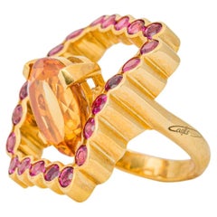 "Costis" Frame In Motion Ring with 7.22 crts Citrine and Pink Tourmalines