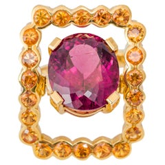 "Costis" Frame In Motion Ring with 9.10 crts Rubellite Tourmaline and Sapphires