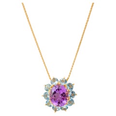 Collana "Costis" Imperial Gold - Ametista centrale, acquamarine in oro 18K