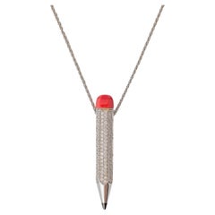 "Costis" Pencil Collection Pendant - Pave' 1.98 cts Diamonds, Ruby Point, Coral 