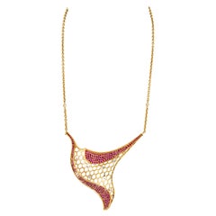 "Costis" Precious Beehive Collection Uneven Necklace - Diamonds and Burma Rubies