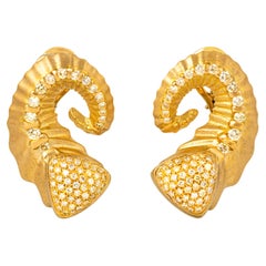 "Costis" Ram's Horn Collection - Earrings Pave' with Diamonds