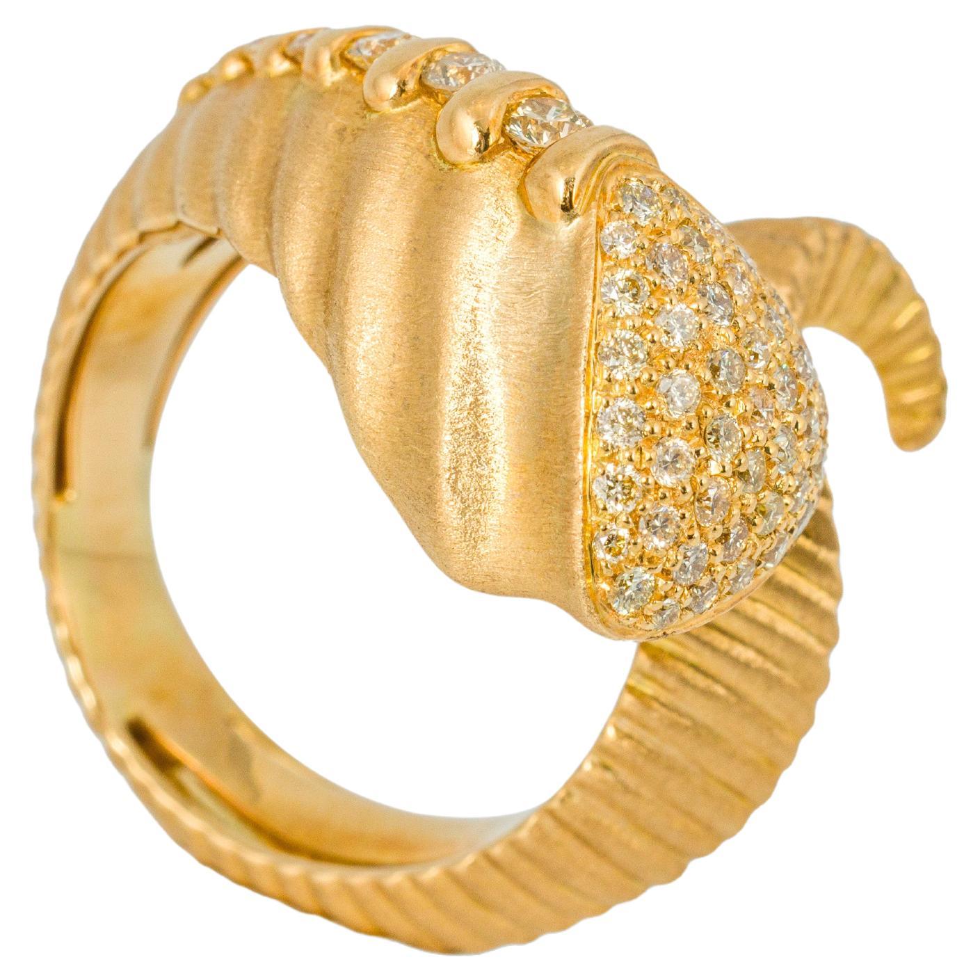"Costis" Ram's Horn Collection - Ring Pave' with Diamonds For Sale