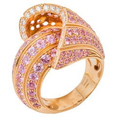 "Costis" Snail Shell Ring, Pave' with 4.39 Carats of Pink Sapphires