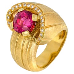 "Costis" Snail Shell Ring with a Rubellite of 4.65 carats and Diamonds 