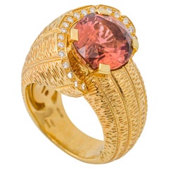 "Costis" Snail Shell Ring with Central Orange Tourmaline of 8.12 Carats