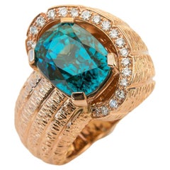 "Costis" Snail Shell Ring with Natural Blue Zircon of 15.24 Carats