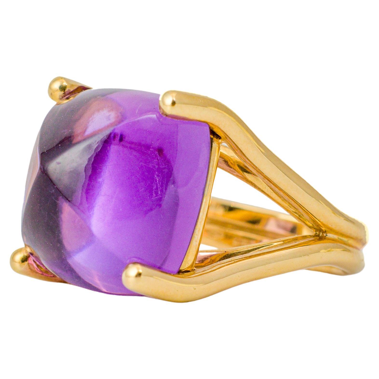 "Costis" Stone on Wire Ring with 27.61 carats Sugarloaf Cabochon Amethyst For Sale