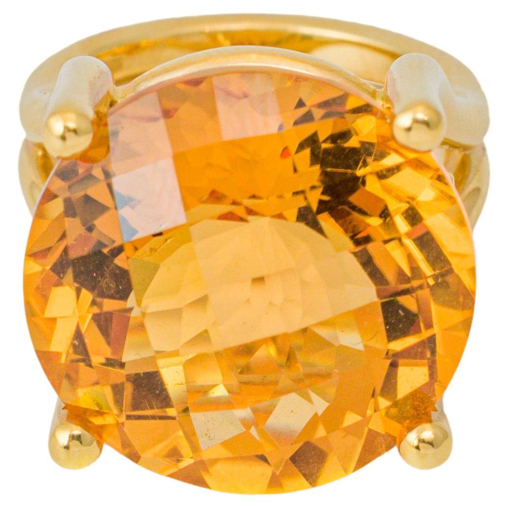 "Costis" Stone on Wire Ring with Round 25.79 carats Orange Citrine For Sale