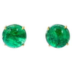 "Costis" Stud Earrings, with 15.83 carats round-cut Zambian Emeralds