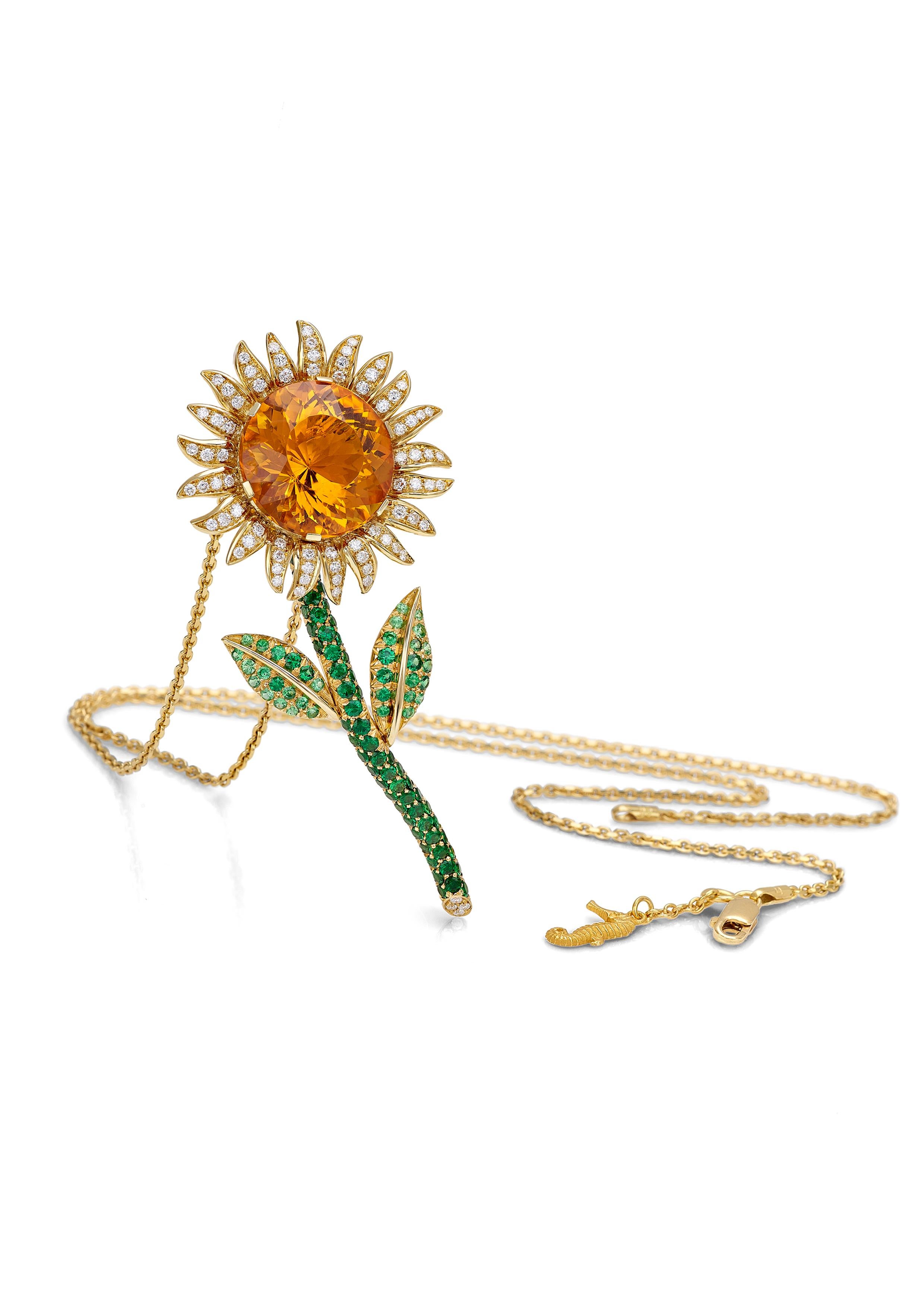 sunflower diamond necklace