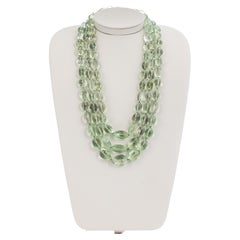 "Costis" Triple-Strand Necklace with Multi Green Amethyst Beads tot. 1900 cts  