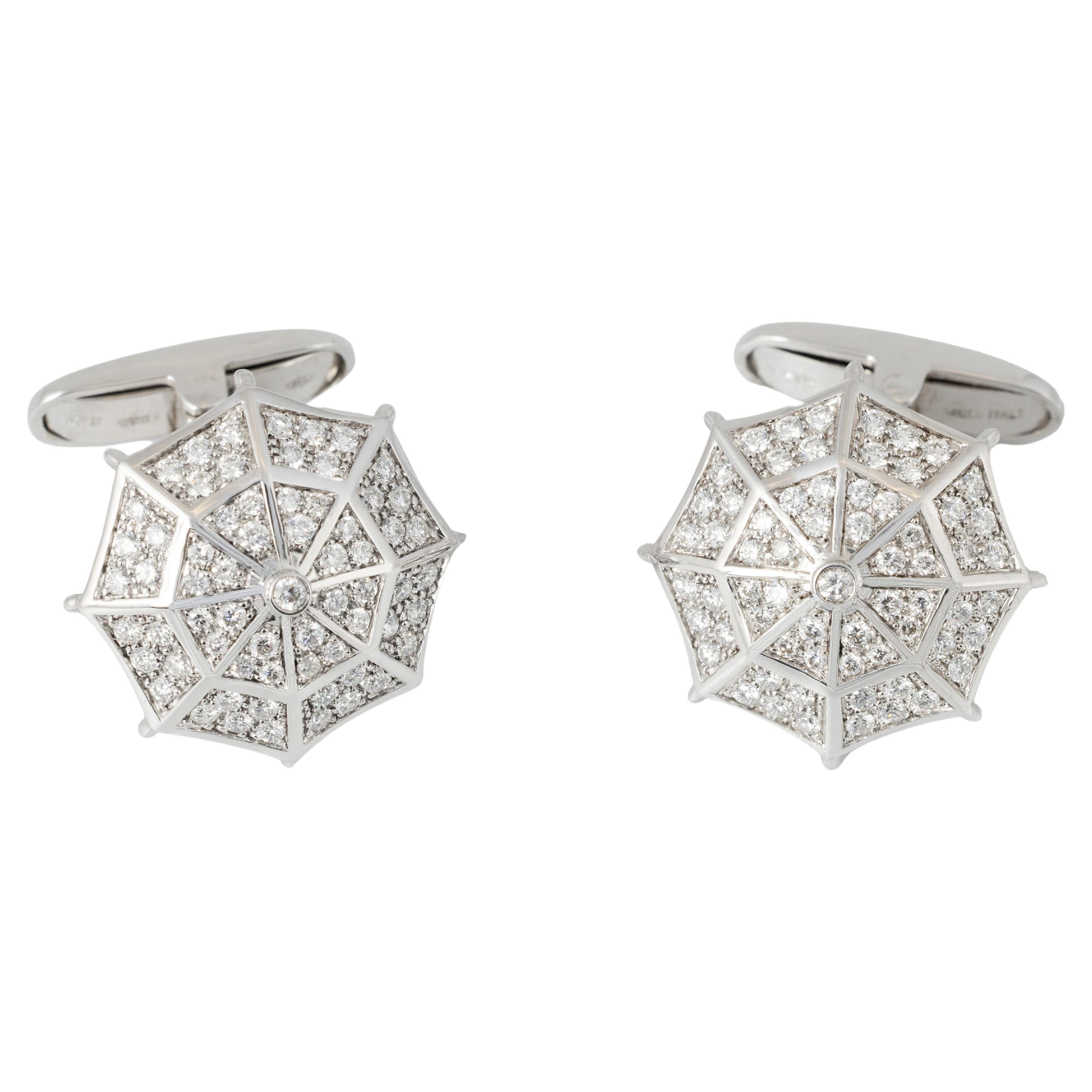 "Costis" Umbrella Collection Cufflinks WG - Pave' with 1.19 carats Diamonds  For Sale