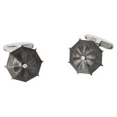 "Costis" Umbrella Collection Cufflinks White Gold/Rhodium-0.03 cts Diamond 