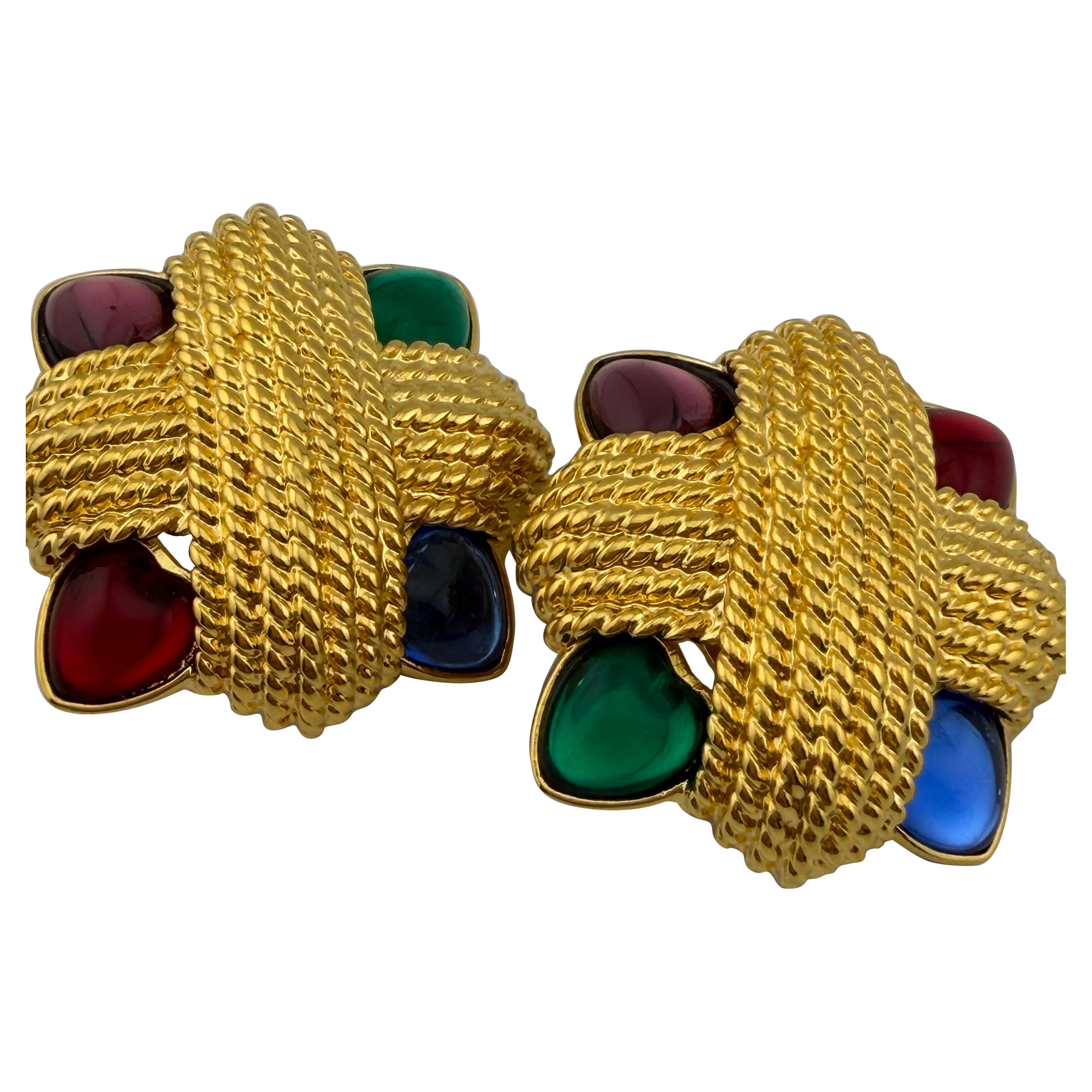Costume Cindy Adams Colorful Clip On Earrings For Sale