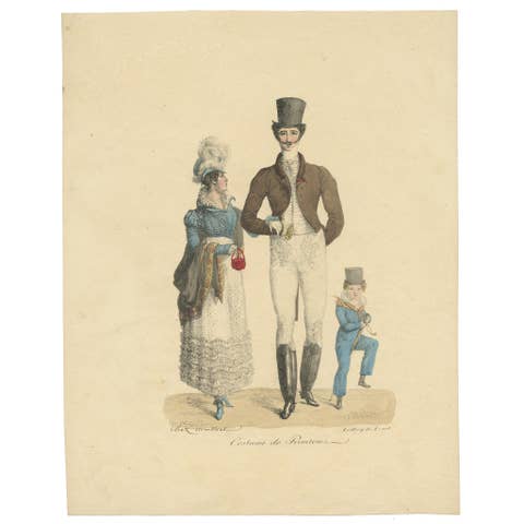 Costume de Printemps – Elegant Early 19th-Century French Fashion Engraving