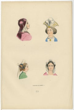 Costume du Moyen Âge: Portraits of Elegant Ladies, Published in 1847