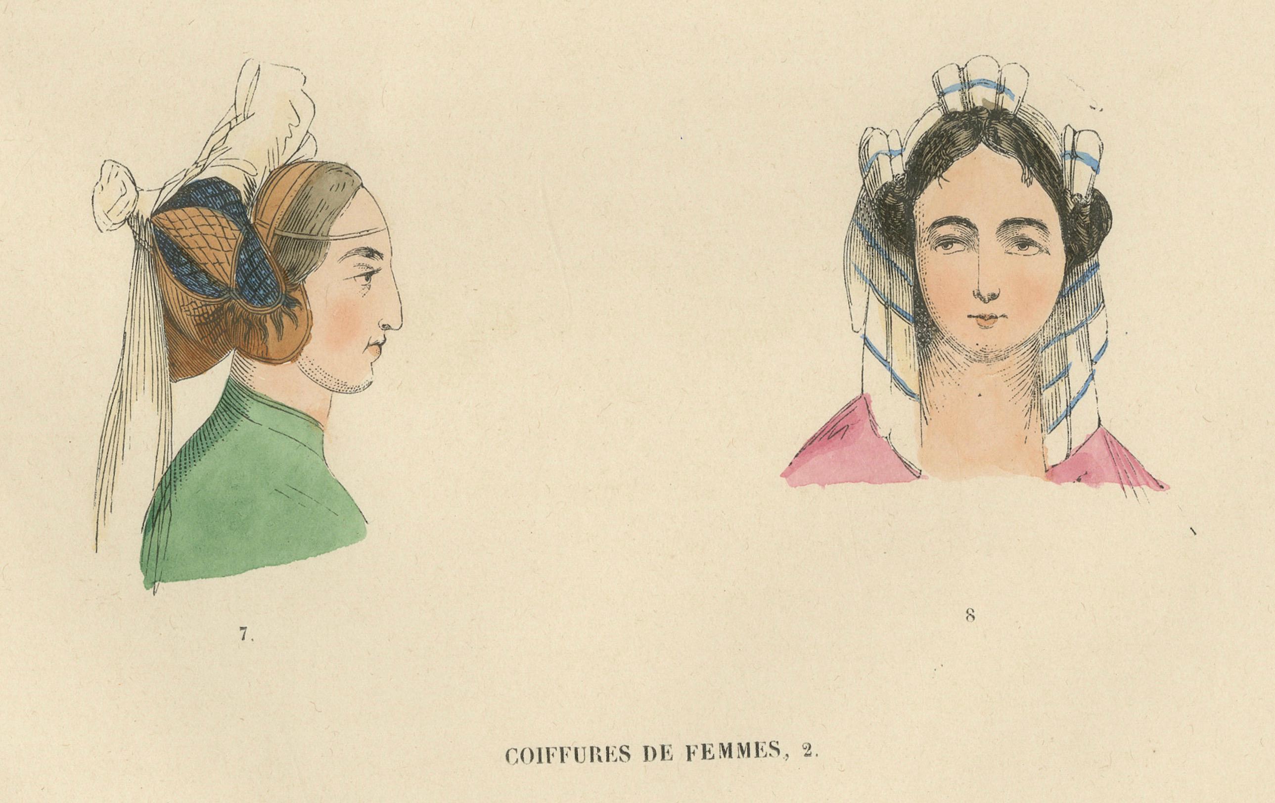 Costume du Moyen Âge: Porträts von eleganten Damen, veröffentlicht im Jahr 1847 im Angebot 1