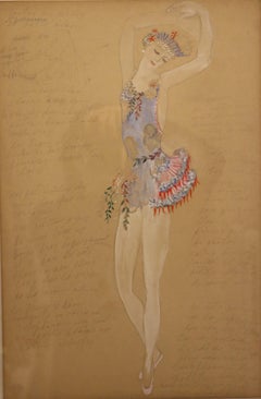 Costume for a Ballerine Dancer by Natalia Gontcharova, Watercolor and Pencil