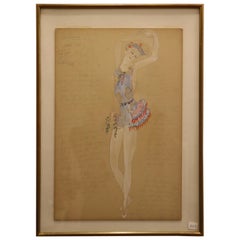 Costume for a Ballerine Dancer by Natalia Gontcharova, Watercolor and Pencil