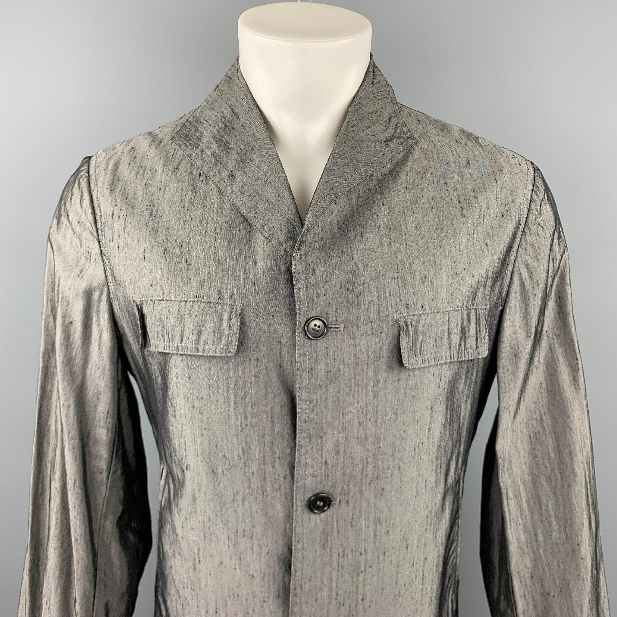 CoSTUME HOMME jacket comes in a grey textured cotton featuring a spread collar, slit pockets, and a buttoned closure. Made in Italy.Excellent
 Pre-Owned Condition. 
 

 Marked:  50 
 

 Measurements: 
  
 Shoulder: 18 inches 
 Chest: 40 inches 

