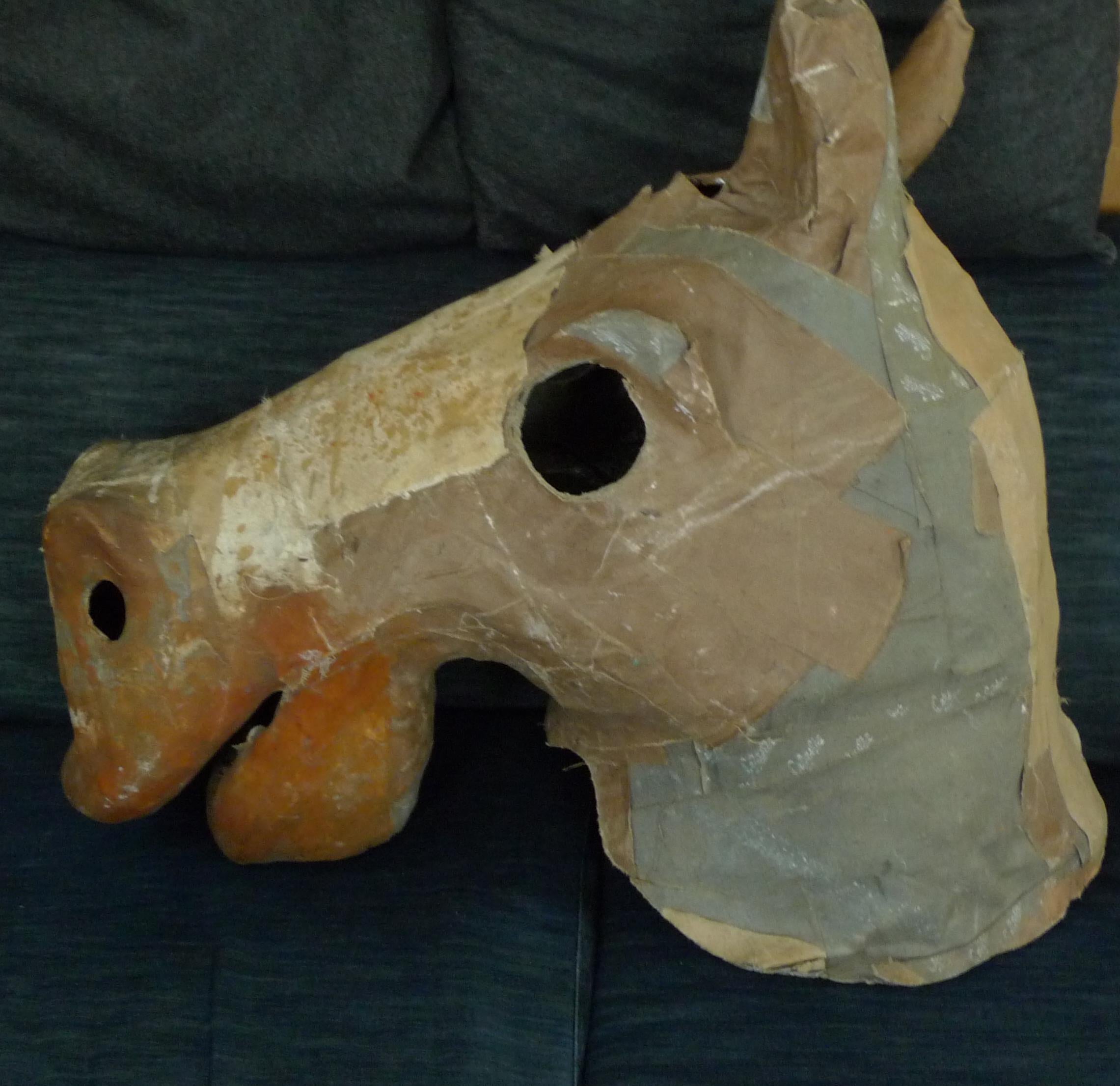 Folk Art Costume Horse Head Oversize of Canvas from Atlanta Theater, circa 1930 For Sale