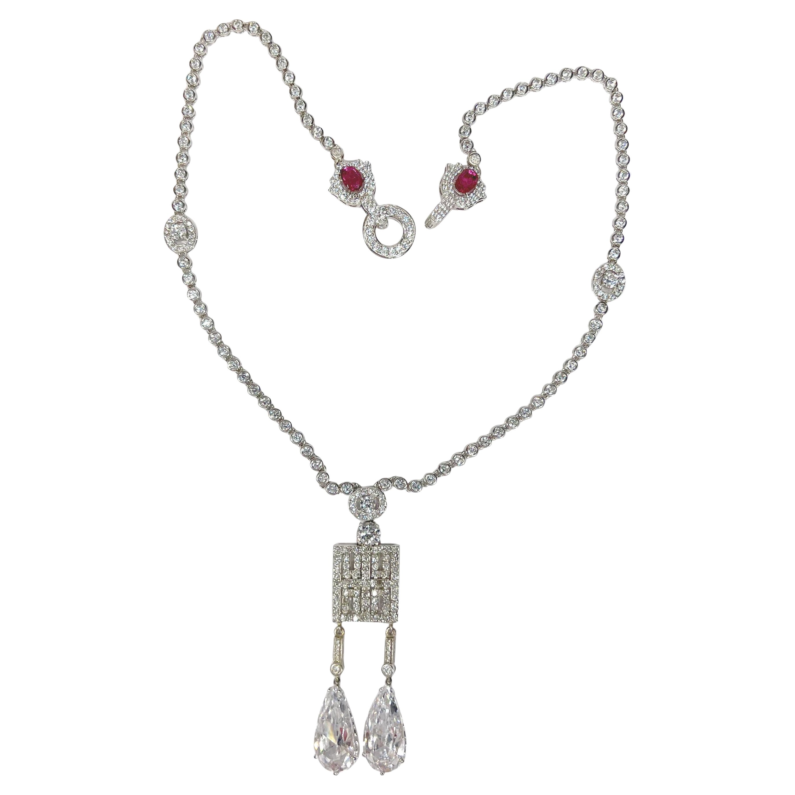 Costume Jewelry Estate Diamonds Necklace Vintage Cartier Look