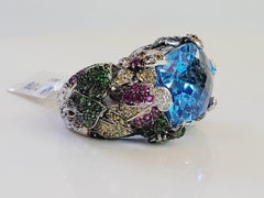 Custom made 14K Blue topaz ring Size 9.12