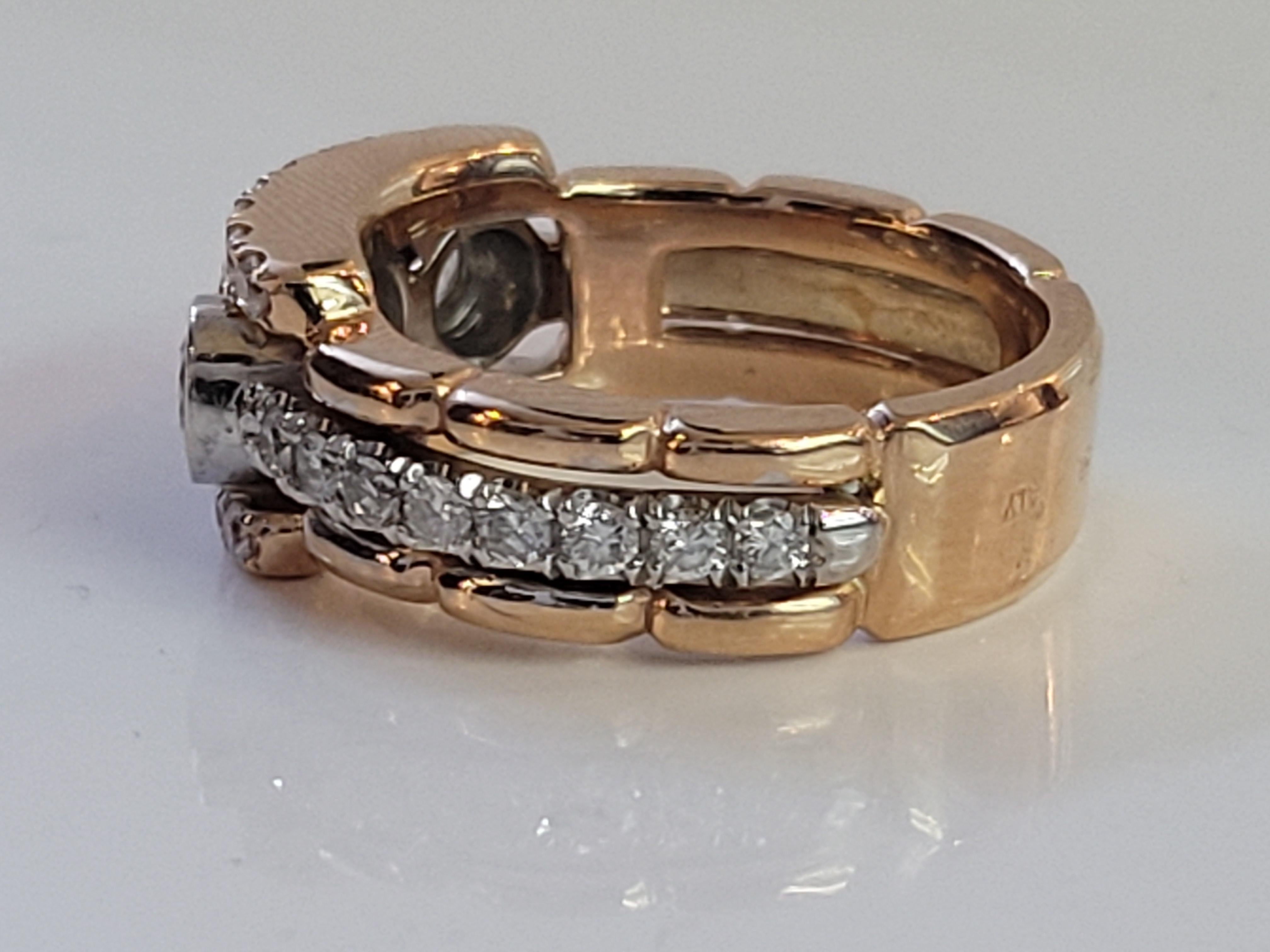 Custom made 14kRose gold ring size 9.12 In Excellent Condition For Sale In New York, NY