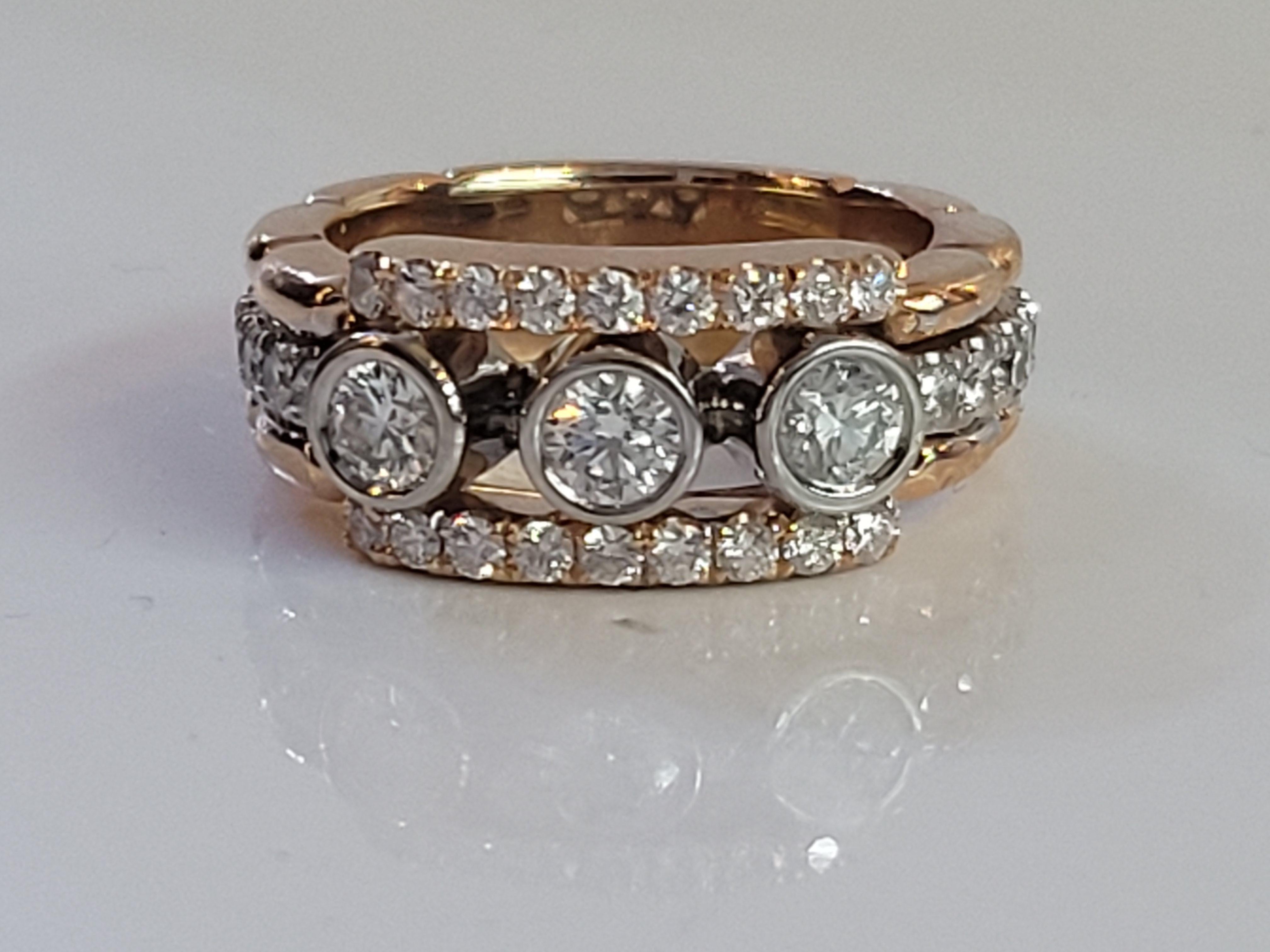 Men's Custom made 14kRose gold ring size 9.12 For Sale