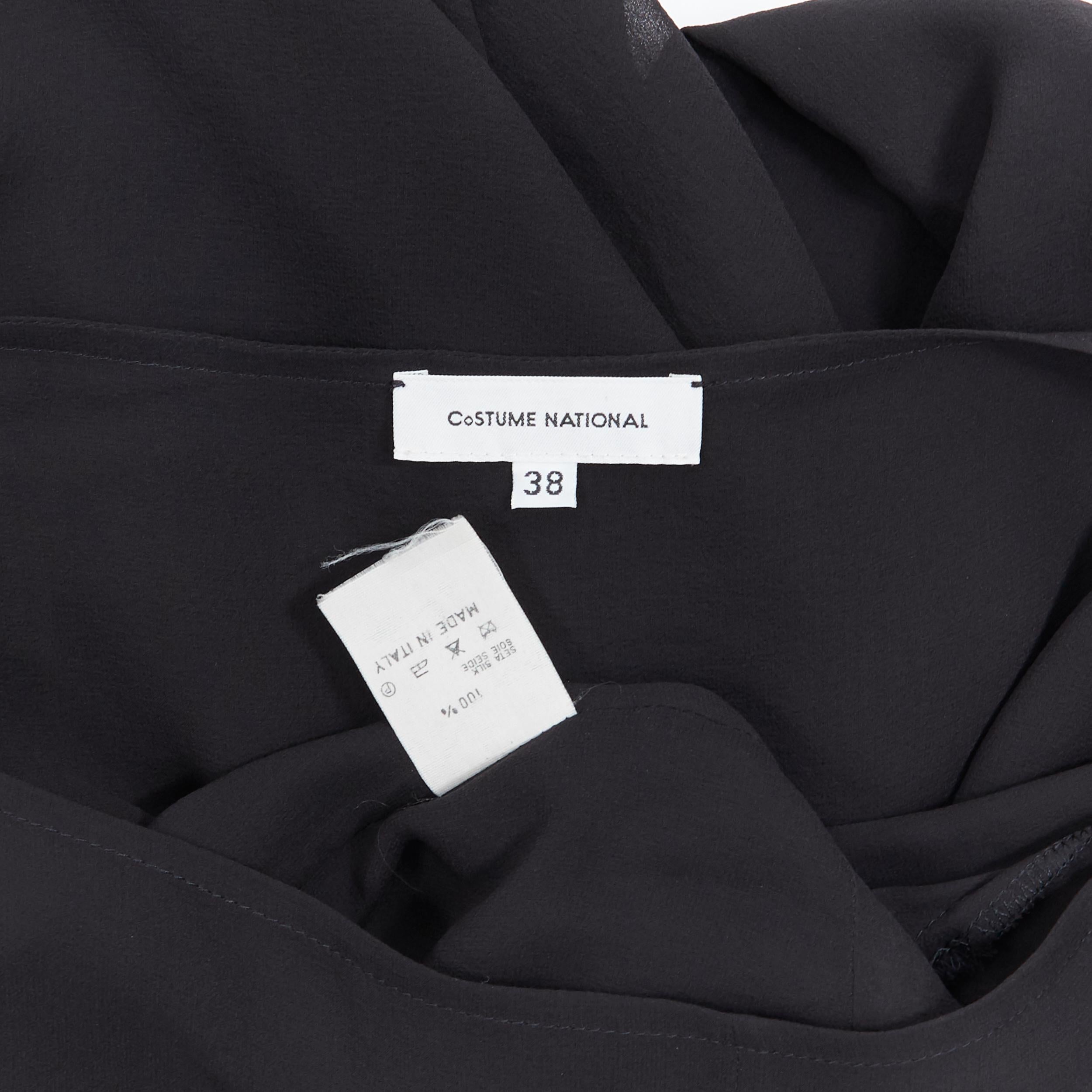 Women's COSTUME NATIONAL 100% silk black wide boat neck zip front top IT38 XS