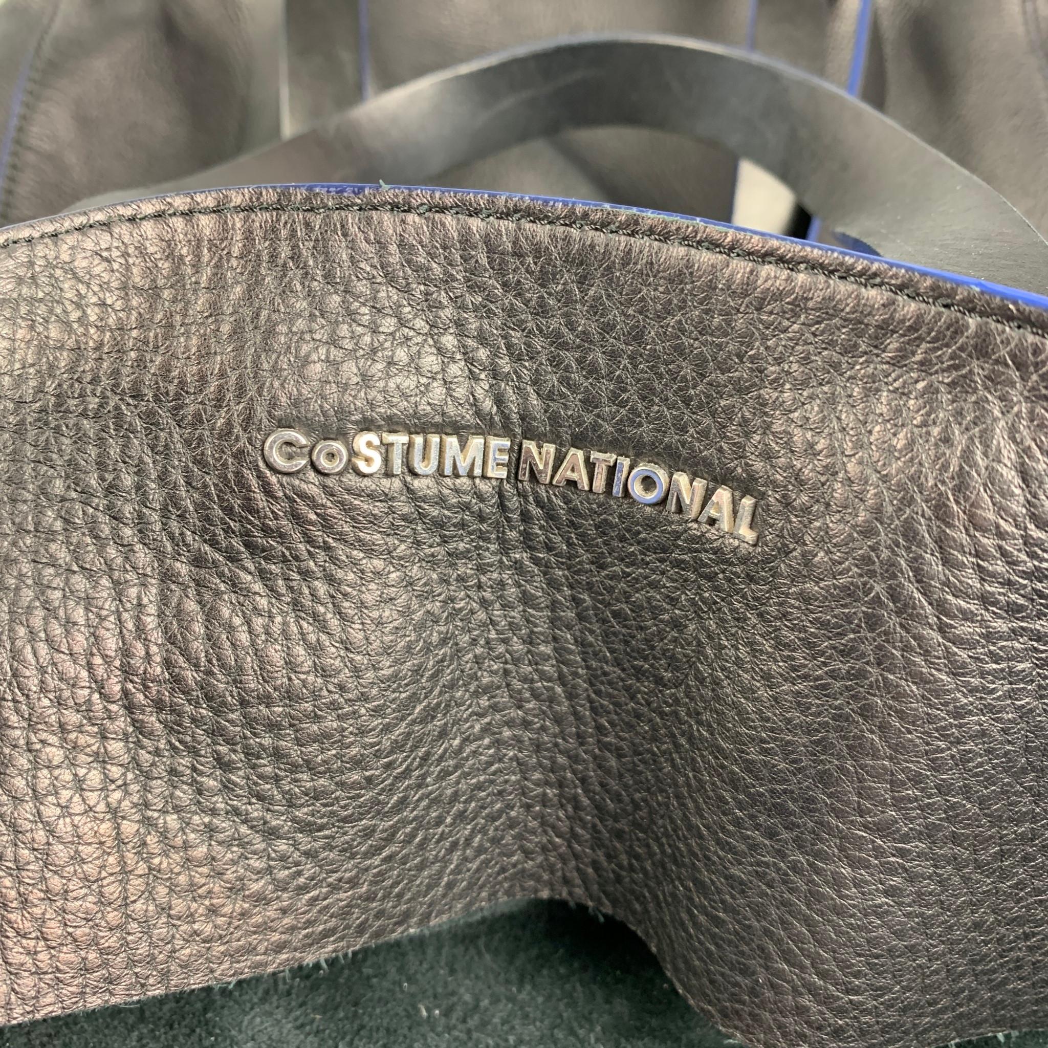 CoSTUME NATIONAL Black Pebble Grain Leather Tote Bag In Good Condition In San Francisco, CA
