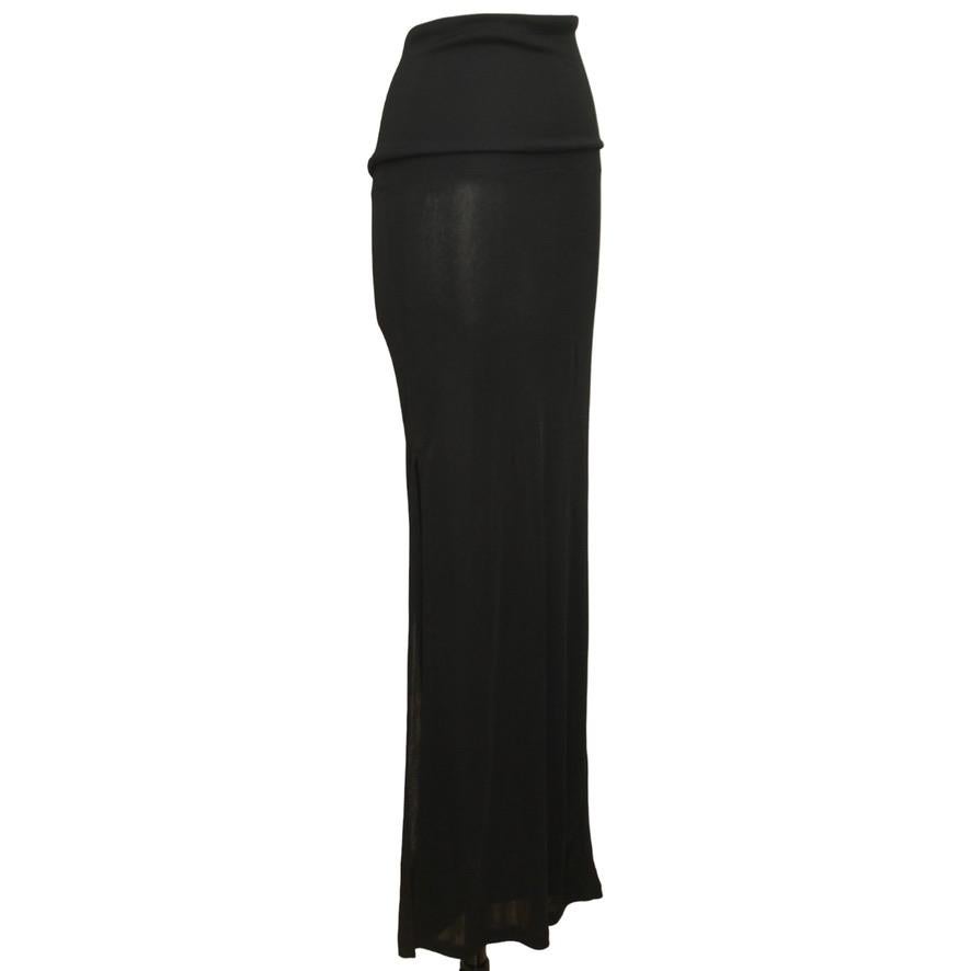 COSTUME NATIONAL Black Skirt Dress Long Maxi Viscose Sz 42 In Good Condition For Sale In Hollywood, FL