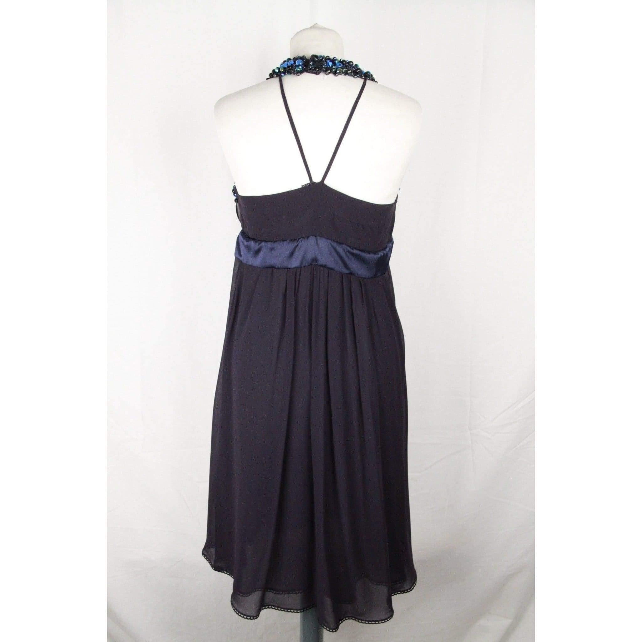 COSTUME NATIONAL Blue Beaded Straps EMBELLISHED SILK DRESS Size 40 In Good Condition In Rome, Rome