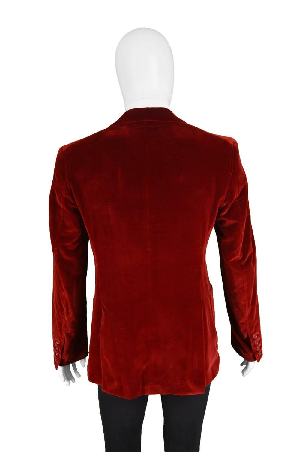 Costume National Homme Men's Red Velvet Evening Dinner Blazer Jacket In Excellent Condition In Doncaster, South Yorkshire