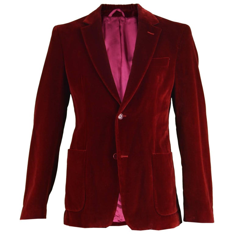 Costume National Homme Men's Red Velvet Evening Dinner Blazer Jacket at ...