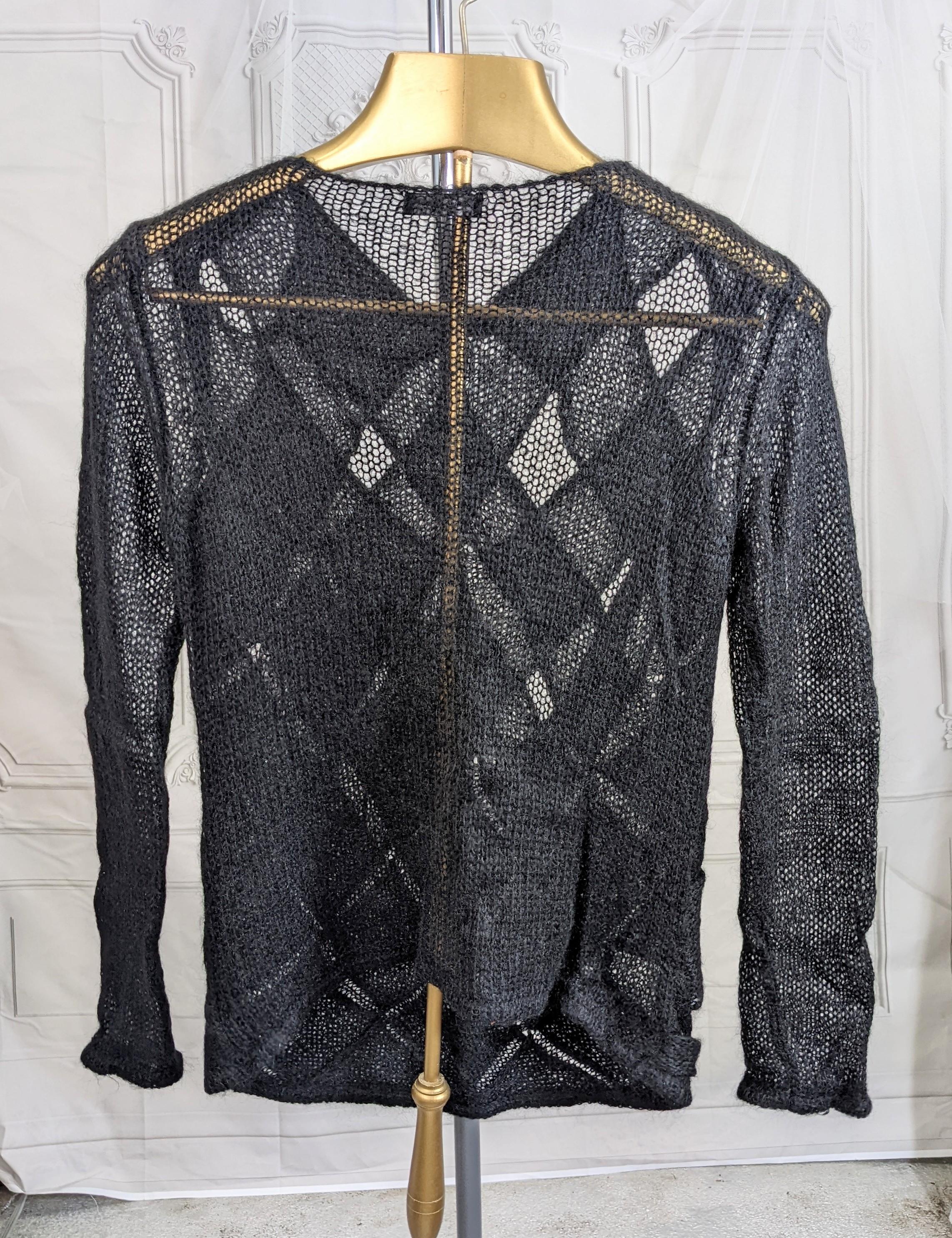 Costume National Mens Woven Strip Mohair Sweater In Excellent Condition For Sale In New York, NY