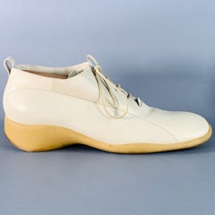CoSTUME NATIONAL Talla 10 Zapatos de cordones Oxford con puntera cuadrada de cuero beige