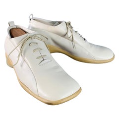 CoSTUME NATIONAL Size 10 Beige Leather Square Toe Oxford Lace-Up Shoes