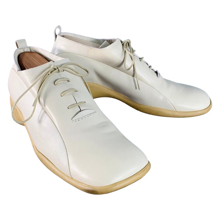 CoSTUME NATIONAL Größe 10 Beige Leder Square Toe Oxford Lace  display picture 3