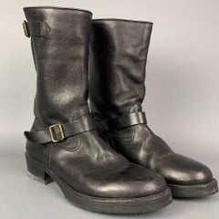CoSTUME NATIONAL Size 10 Black Leather Belted Pull On Boots